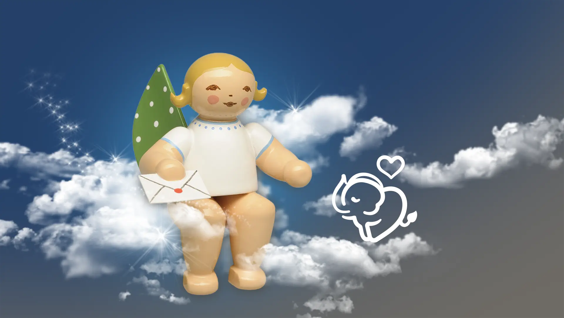 Wendt und Kühn Engel mit Brief für Newsletter Anmeldung Engel Liebhaber Shop